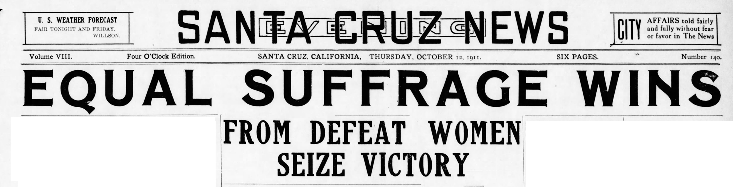 Equal Suffrage Wins Headline